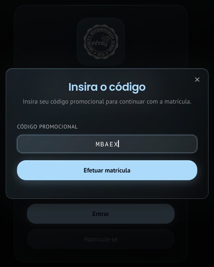 Tela real: o aluno digita o código da turma